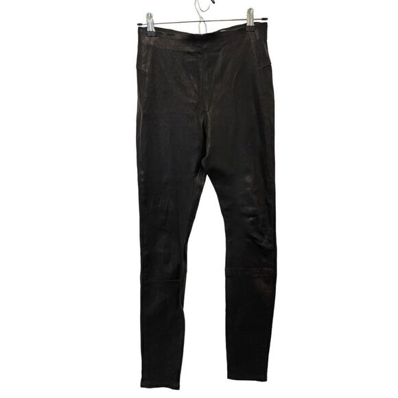 Veronica Beard Indy Lamb leather Black Leggings - Picture 3 of 11